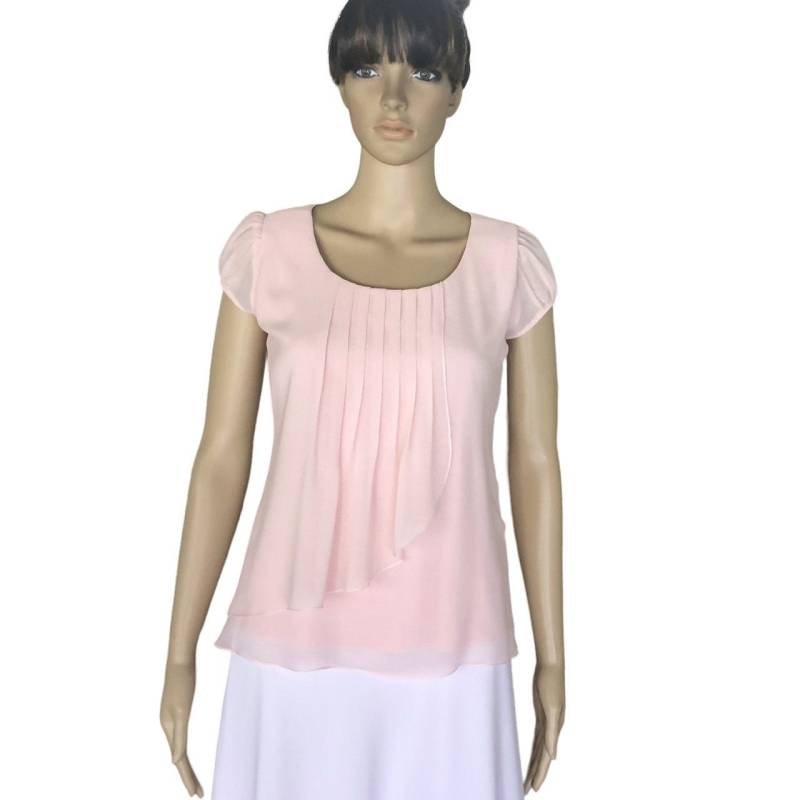 Blush Pink Brautjungfer Top. Top Mit Ärmeln. Chiffon Party Bluse von lisaclothing