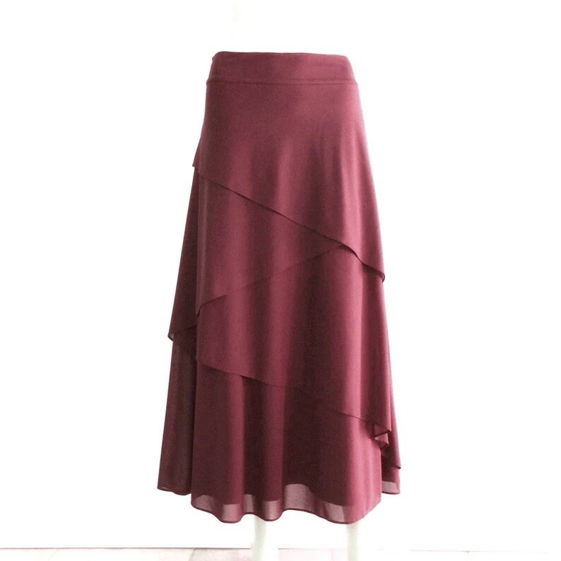 Burgunder Maxi Rock. Brautjungfer Rock Burgund. Chiffon Abend von lisaclothing