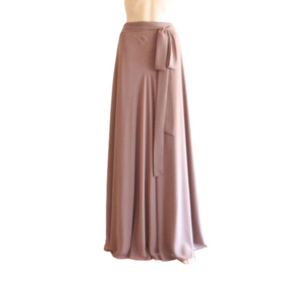 Dark Tan Maxi Rock. Dunkelbrauner Brautjungfernrock. Langer Abendrock. Chiffon Bodenlänge von lisaclothing