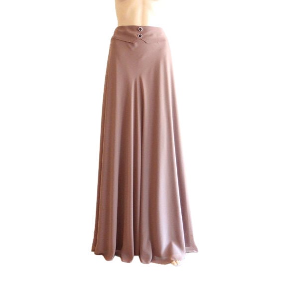 Dark Tan Maxi Rock. Dunkelbrauner Brautjungfernrock. Langer Abendrock. Chiffon Bodenlänge von lisaclothing