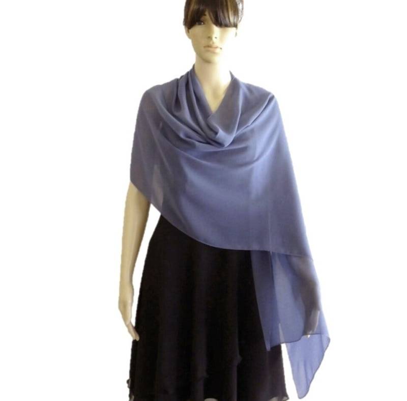 Dunkelblauer Chiffon Schal. Weicher Langer von lisaclothing