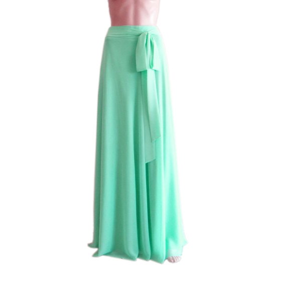 Dunkler Mint Maxi Rock. Brautjungfernrock. Langer Abendrock. Chiffon Bodenlänge von lisaclothing