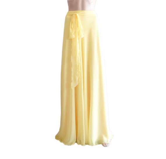 Gelber Maxirock. Brautjungfernrock. Langer Abendrock. Chiffon Bodenlänge Rock von lisaclothing