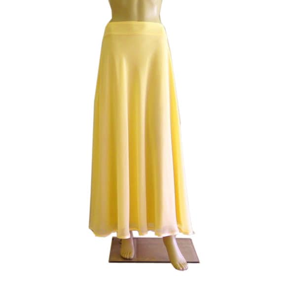 Gelber Maxirock. Langer Brautjungfernrock. Abend Chiffonrock. Bodenlänge Rock von lisaclothing