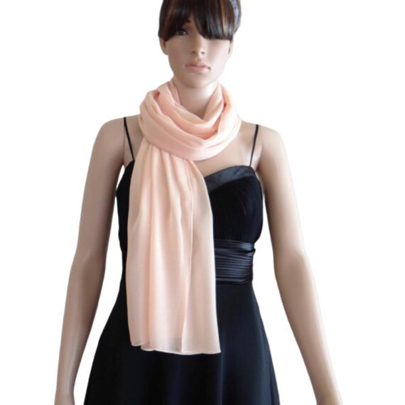 Helles Pfirsich Chiffon Tuch. Langer Schal. Leichter Pfirsichfarbener Wickelschal von lisaclothing