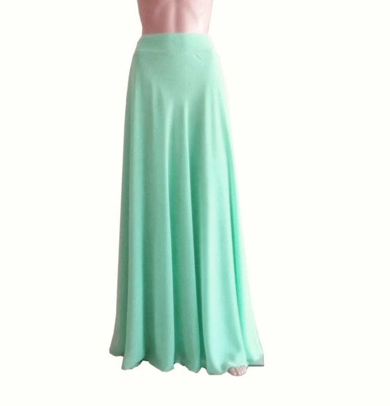 Langer Rock in Dunklem Mint. Dunkler Mint Brautjungfer Rock. Abendrock. Chiffon Bodenlanger von lisaclothing