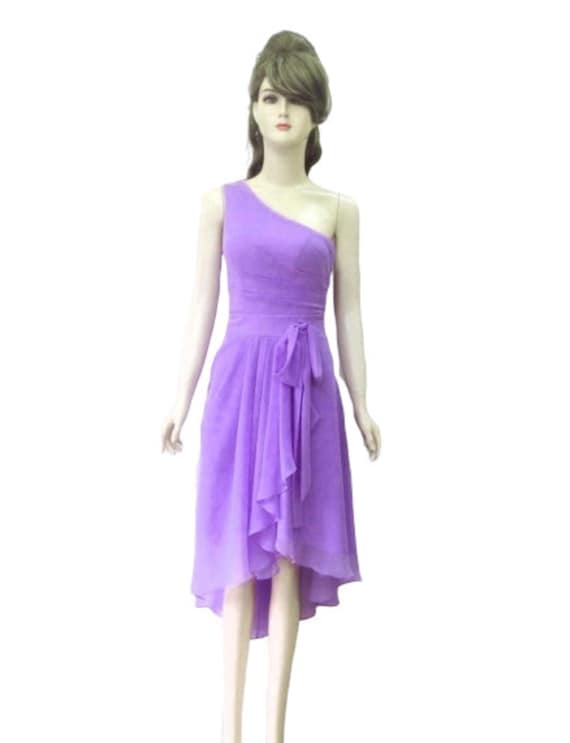 Lila Brautjungfer Kleid. Abendkleid. Chiffon Knie Länge von lisaclothing