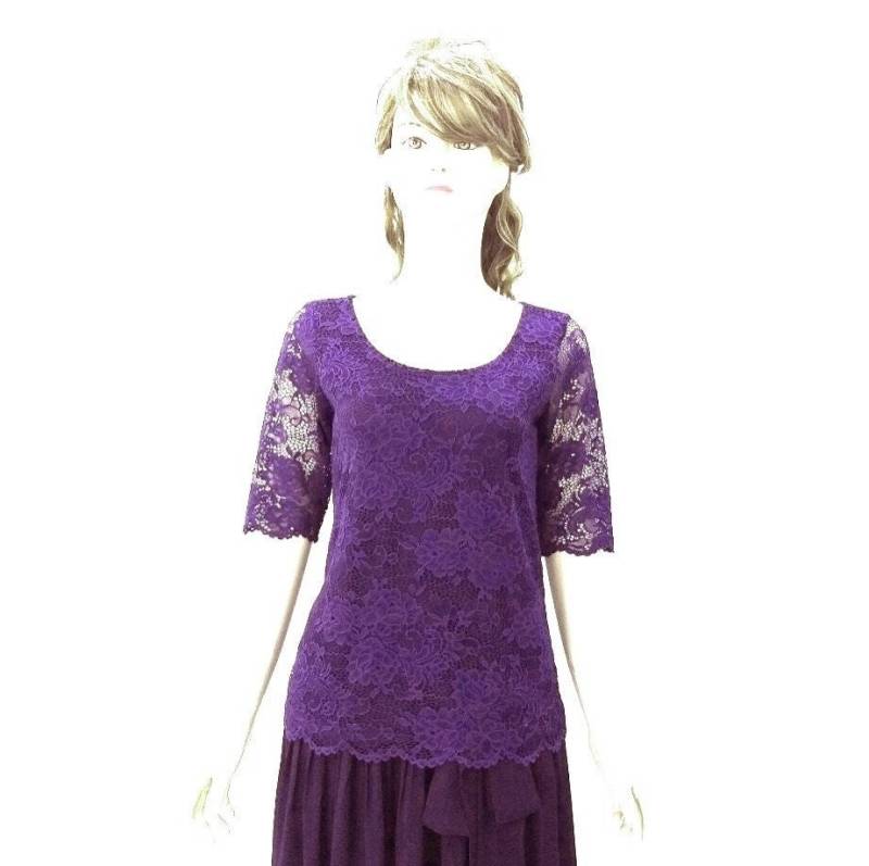 Lila Brautjungfer Top. Top Mit Ärmeln. Stretch-Spitze Nach Oben. Partei Bluse von lisaclothing