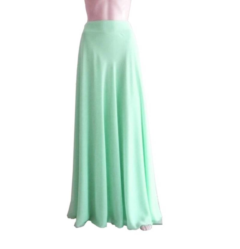 Mintgrüner Maxirock. Brautjungfernrock. Langer Abendrock. Chiffon Bodenlänge Rock von lisaclothing
