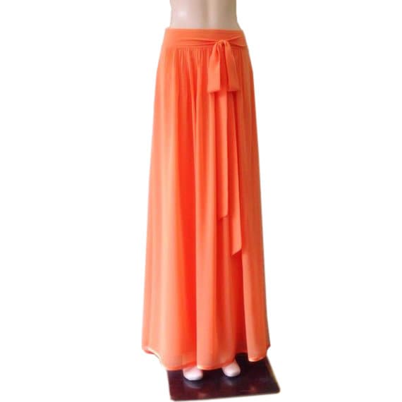 Oranger Abendrock. Brautjungfernrock. Chiffon Maxi Rock von lisaclothing