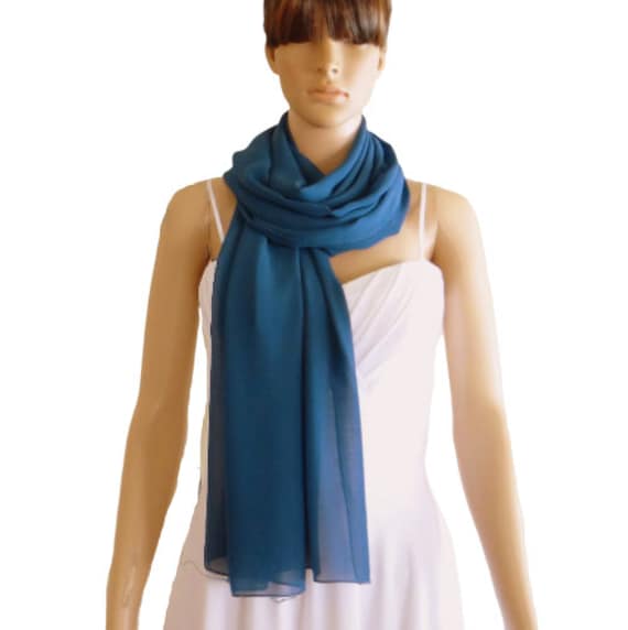Petrol Blauer Chiffon Schal. Petrolblauer Langer Petrol Blauer Chiffon Schal. Petrolblauer Langer von lisaclothing