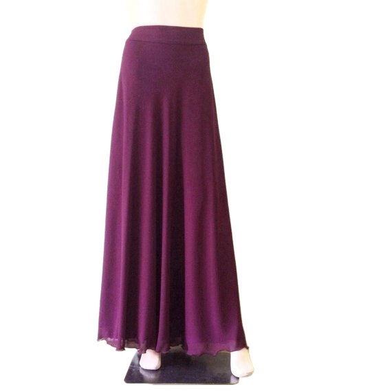 Pflaumen Maxi Rock. Pflaume Brautjungfernrock. Langer Abendrock. Chiffon Bodenlänge von lisaclothing