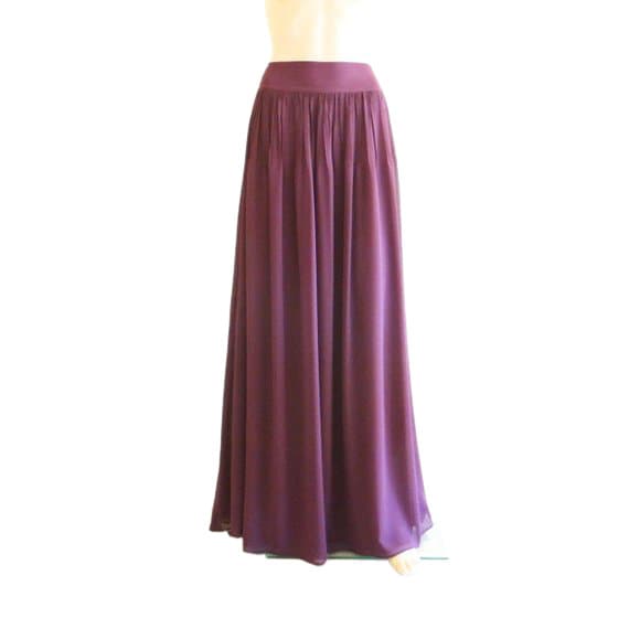 Pflaumen Maxi Rock. Pflaume Brautjungfernrock. Langer Abendrock. Chiffon Bodenlänge von lisaclothing