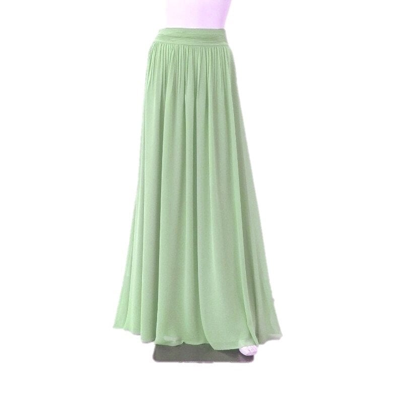 Salbeigrüner Maxirock. Brautjungfernrock. Langer Abendrock. Chiffon Bodenlänge Rock von lisaclothing