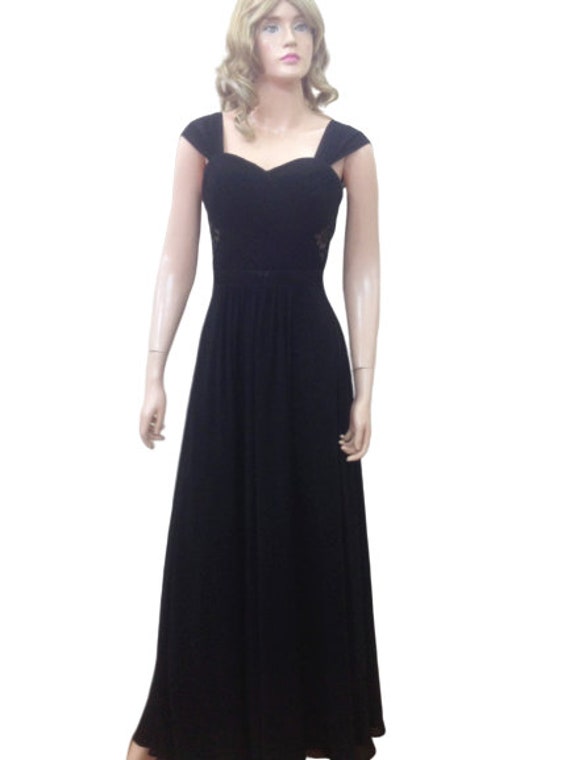 Schwarze Brautjungfer Kleid. Maxi-Kleid. Prom Kleid von lisaclothing