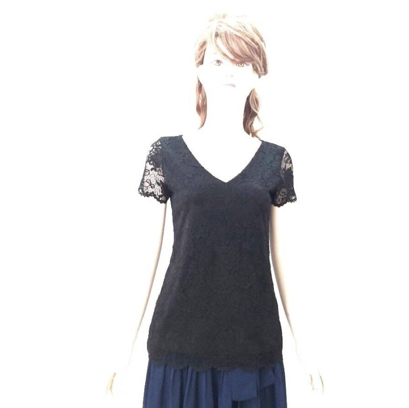 Schwarze Brautjungfer Top. Stretch-Spitze Nach Oben. Partei Bluse. Top Mit Ärmeln von lisaclothing