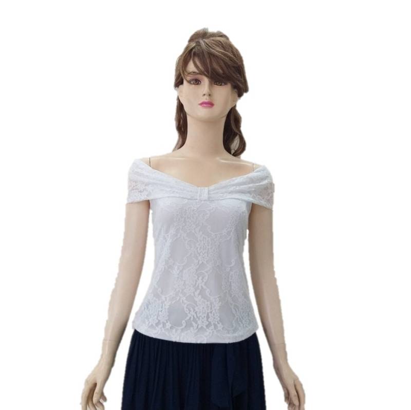 Weiße Brautjungfer Top. Weißes Tank-Top. Stretch-Spitze Nach Oben. Partei Bluse von lisaclothing