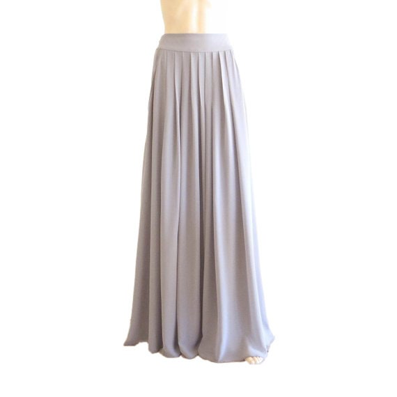 Wolkengrauer Maxirock. Brautjungfernrock. Langer Abendrock. Chiffon Bodenlänge Rock von lisaclothing