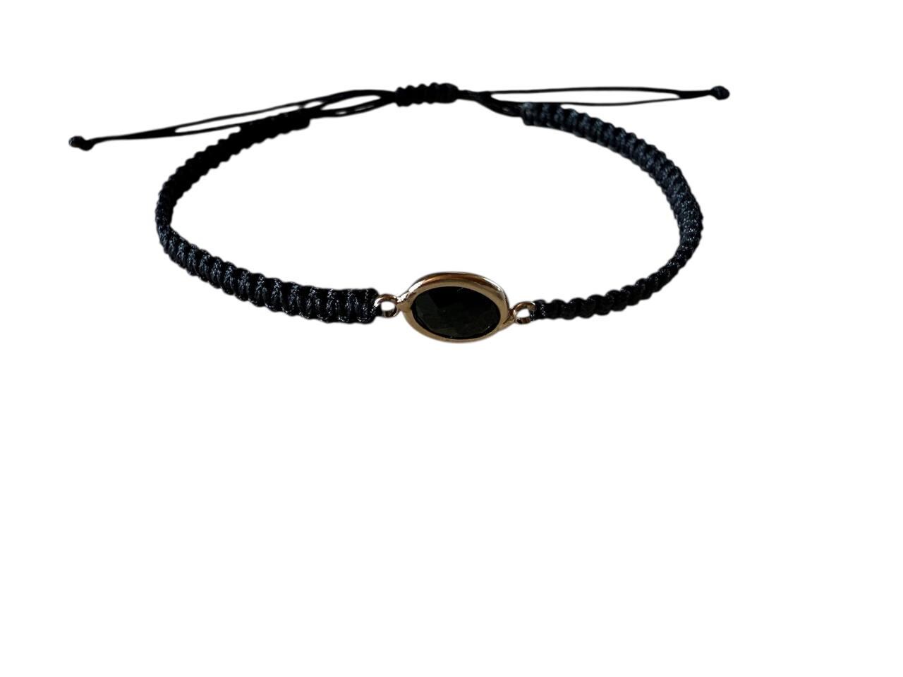 Handgefertigtes Makramee Armband Mit Rosegoldenem Anhänger & Schwarzem Glas - 38 Farben, 5 Größen | xs-xl | Verstellbar Handgefertigtes Makramee Armband Mit Rosegoldenem Anhänger & Schwarzem Glas - 38 Farben, 5 Größen | xs-xl | Verstellbar von lisakohlerhandmade