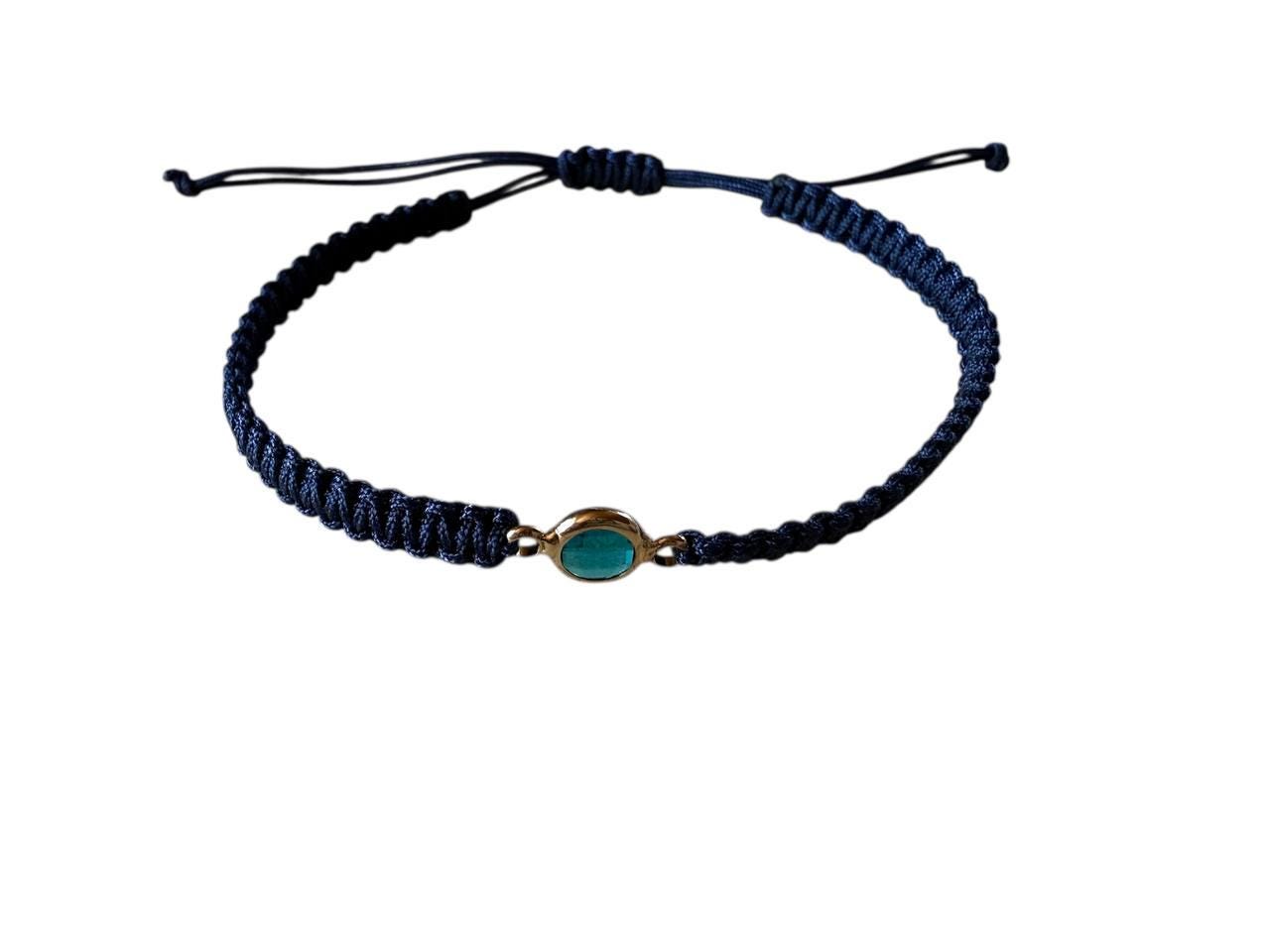 Makramee Armband Mit Roségold-Anhänger Blauem Glas | Verstellbar & Handgemacht Makramee Armband Mit Roségold-Anhänger Blauem Glas | Verstellbar & Handgemacht von lisakohlerhandmade