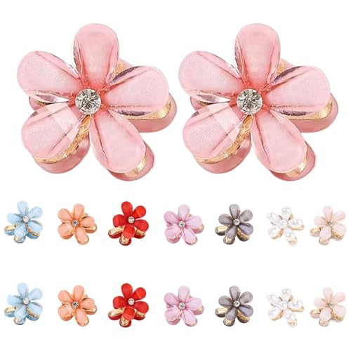 lisutupode Blumenkrallen-Clips, rutschfeste Haarklammern mit Strass, kleine Clips für Frauen und Mädchen, starker Halt, Haarschmuck für langes Haar, 16 Stück von lisutupode