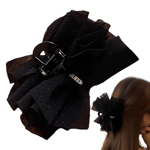lisutupode Netz-Chiffon-Haarspange, große Friseurschleife, rutschfest, Schwarz oder Weiß, Netz-Haarstyling-Werkzeuge für Frauen von lisutupode
