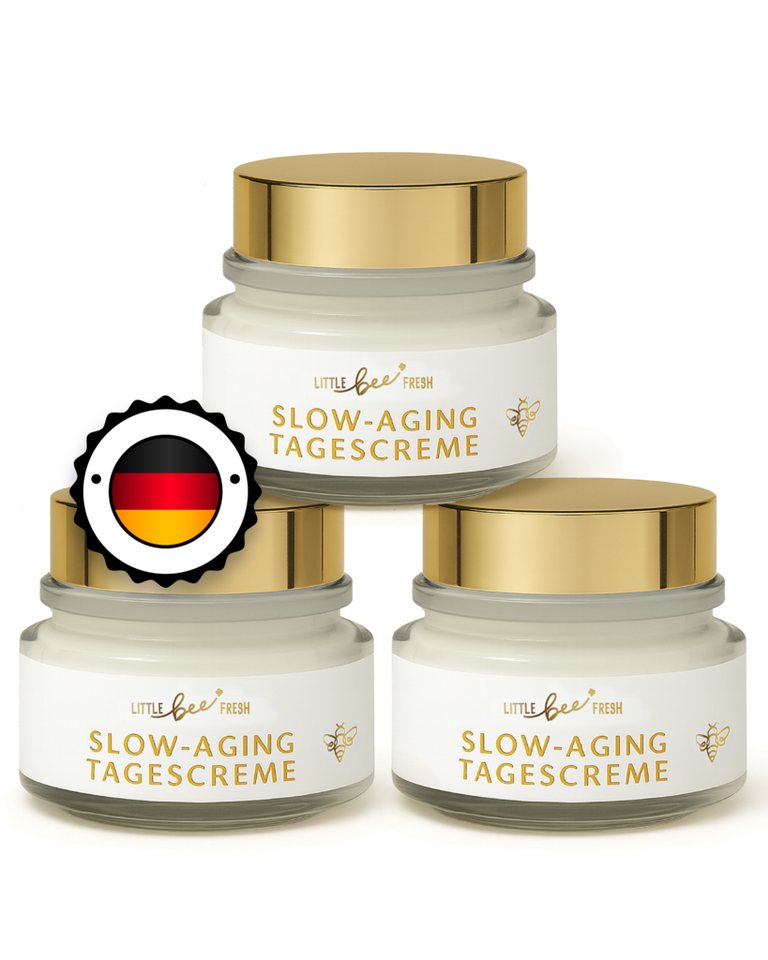 little bee fresh Tagescreme mit echtem Bienengift, Hyaluron und Arganöl - SLOW-AGING Gesichtscreme, 3-tlg., mit echtem Bienengift von little bee fresh