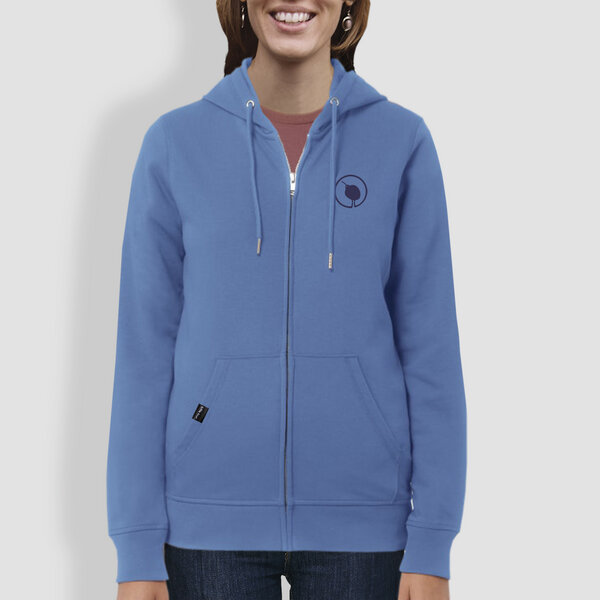 Damen Hoodie, "little kiwi", Burgundy, Bright Blue von little kiwi