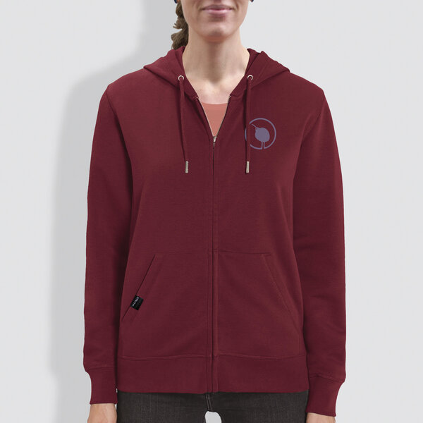 Damen Hoodie, "little kiwi", Burgundy, Bright Blue von little kiwi