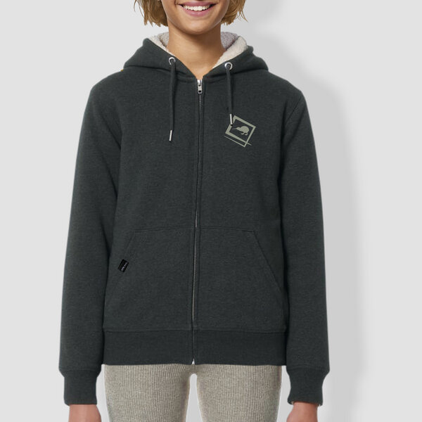 little kiwi Damen Hoodie, "Eingerahmt", Dark Heather Grey von little kiwi