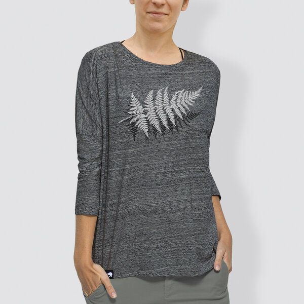 little kiwi Damen Longsleeve; 3/4-Arm, "Farn", Slub Heather Grey von little kiwi