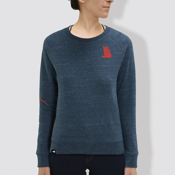 little kiwi Damen Sweater, "Fuchs", Dark Heather Blue von little kiwi