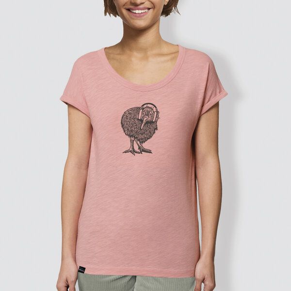 little kiwi Damen T-Shirt, "Abschalten", Rosé, locker geschnitten little kiwi Damen T-Shirt, "Abschalten", Rosé, locker geschnitten von little kiwi