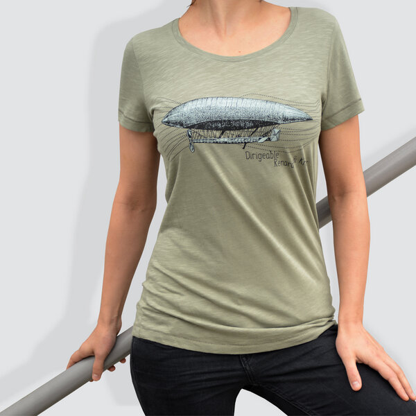 little kiwi Damen T-Shirt, "Dirigeable", Light Khaki von little kiwi