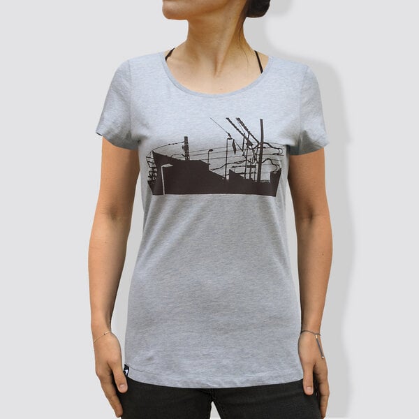 little kiwi Damen T-Shirt, "Downtown Train", Heather Ice Blue von little kiwi