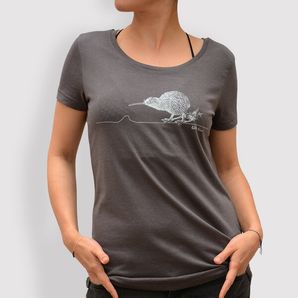 little kiwi Damen T-Shirt, "Kiwi", Modal, Anthracite, Schwarz von little kiwi