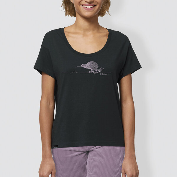 little kiwi Damen T-Shirt, "Kiwi", Schwarz, locker geschnitten von little kiwi