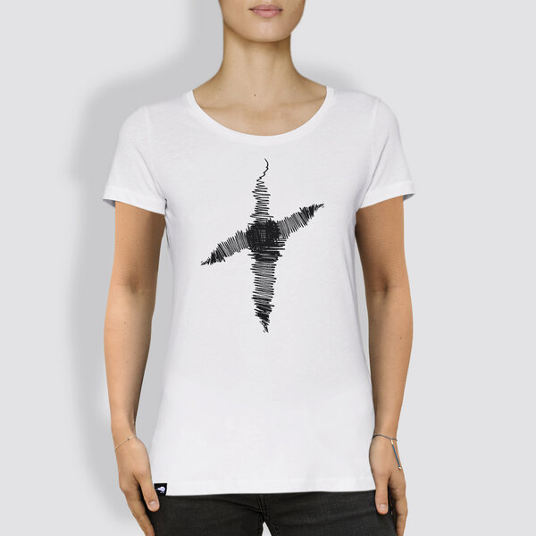 little kiwi Damen T-Shirt, "Linienkreuz", White von little kiwi