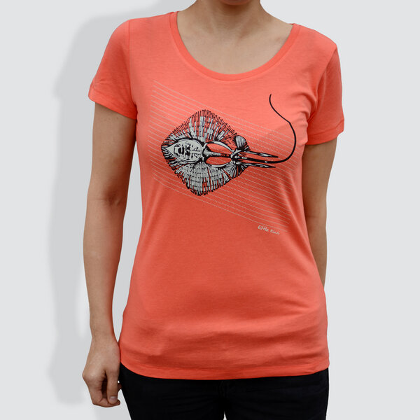 little kiwi Damen T-Shirt, "Rochen", Hot Coral von little kiwi