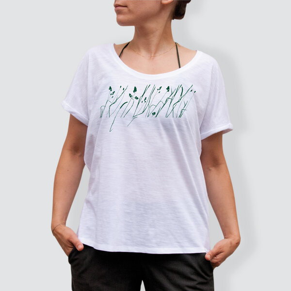 little kiwi Damen T-Shirt, "Wiese", Weiss - Opaline/White von little kiwi