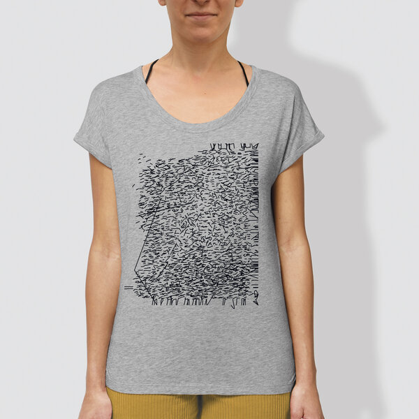little kiwi Damen T-Shirt "Strichgestöber", Heather Grey von little kiwi