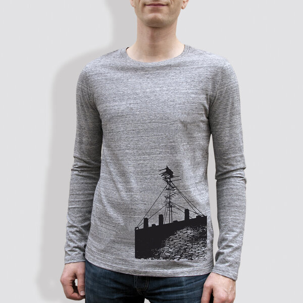 little kiwi Herren Longsleeve, "Antenne", Heather Grey von little kiwi