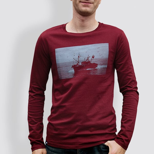 little kiwi Herren Longsleeve, "Kutter", Burgundy von little kiwi