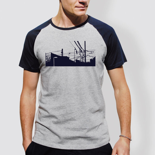 little kiwi Herren T-Shirt, "Downtown Train", Heather Ash/Navy von little kiwi