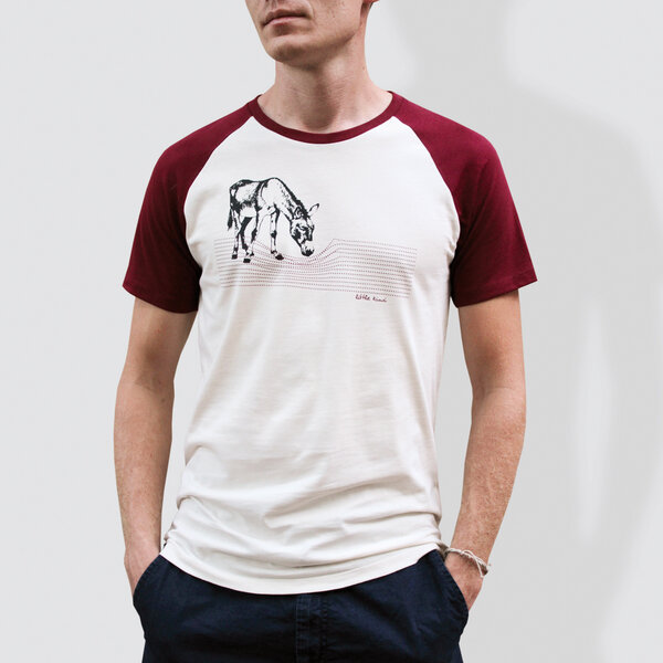 little kiwi Herren T-Shirt, "Eselchen", Burgundy/White von little kiwi