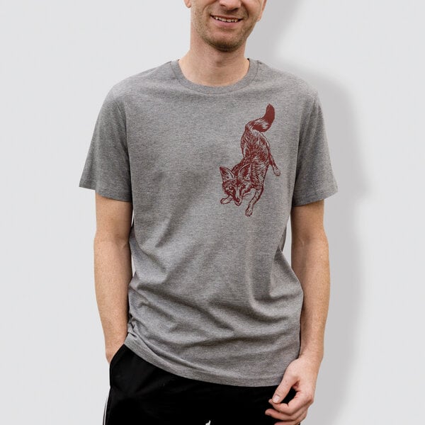 little kiwi Herren T-Shirt, "Fuchs", Grau von little kiwi
