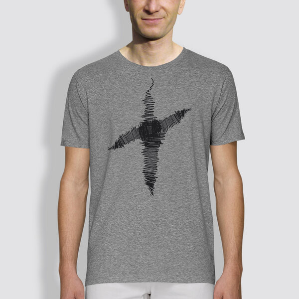 little kiwi Herren T-Shirt, "Linienkreuz", Grau von little kiwi