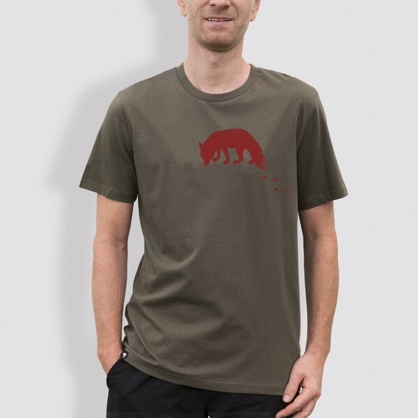 little kiwi Herren T-Shirt, "Spuren", Khaki von little kiwi
