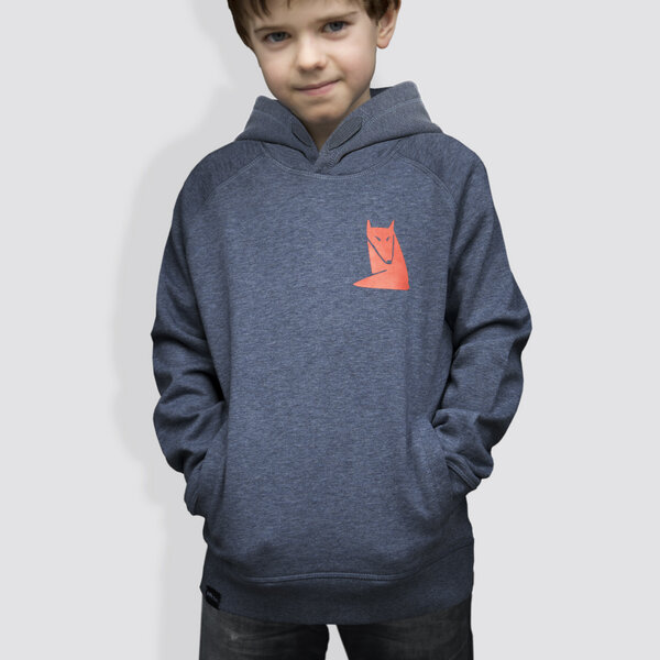 little kiwi Kinder Hoodie, "Fuchs", Mid Heather Blue von little kiwi