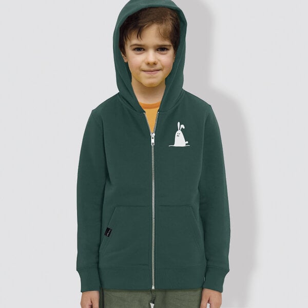 little kiwi Kinder Hoodie, "Schneehase", Green von little kiwi